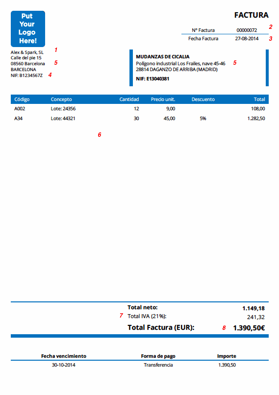 Modelo De Factura Simplificada Actualizado Septiembre 2024